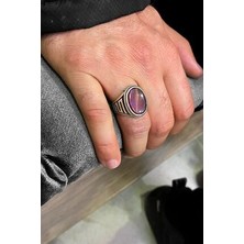 Agai Silver Babil Işlemeli Akik Taşlı Gümüş Erkek Yüzük