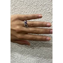Agai Silver Sonsuzluk Model Ametist ve Zirkon Taşlı Gümüş Kadın Yüzük 925 Ayar