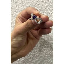Agai Silver Sonsuzluk Model Ametist ve Zirkon Taşlı Gümüş Kadın Yüzük 925 Ayar