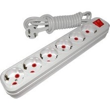 Alkan Kablolu Anahtarlı Topraklı Grup Priz 2 Metre 6'lı