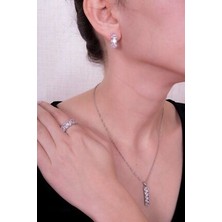 Agai Silver Beş Taş Model Zirkon Taşlı Gümüş Set