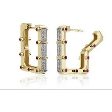 Nice Boutique Pembe Taşlı Gold Çelik Serenay Küpesi