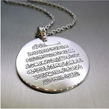Agai Silver Ayetel Kürsi Yazılı Gümüş Plaka Kolye