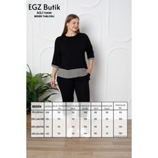 Egz Butik Kapri Takım Kazayağı Desenli Siyah