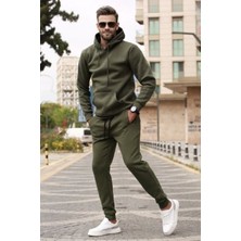 CMZ Collection Erkek 3 Iplik Kalın Kışlık Haki Eşofman Takımı
