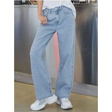 ByCukurovaFrango Venüs 90's Mavi Kar Yıkama Salaş Palazzo Wideleg Jean Power Likra Kadın Yüksek Bel 2024