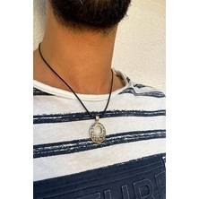 Agai Silver Hasır Işlemeli Yuvarlak Model Gümüş Erkek Kolye
