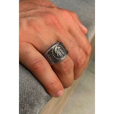 Agai Silver Kartal Işlemeli Gümüş Erkek Yüzük