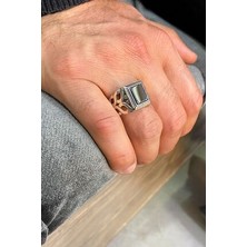 Agai Silver Sarmaşık Model Oniks Taşlı Gümüş Erkek Yüzük