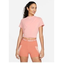 Nike Bisiklet Yaka Düz Pembe Kadın T-Shirt DD4921-824 W Nk One Luxe Df Ss Std