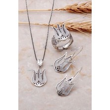 Agai Silver Lale Model Telkari El Işçiliği Gümüş Üçlü Set