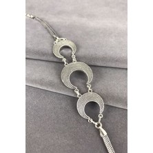 Agai Silver Üç Hilal Model Telkari El Işçiliği Gümüş Bileklik