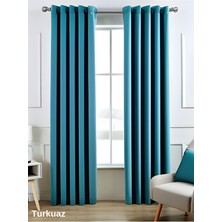 Mebelport Curtain Blackout Karartma 1/2 Pileli Fonluk Turkuaz Renk