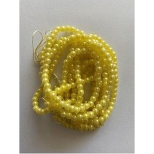 Nazarone 4mm Plastik Inci Boncuk 2 Dizi. Yaklaşık 400 Adet. Açık Sarı