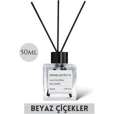Home Art Plus Beyaz Çiçekler Kokulu Bambu Çubuklu Kare Oda Kokusu 50 ml