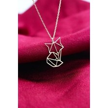 Agai Silver Tilki Model Origami Rose Kaplama Gümüş Kolye