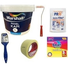 Marshall Su Bazlı Amerikan Panel Kapı Boyası 1 Lt - ( Renk: Beyaz) 6 Parça Set