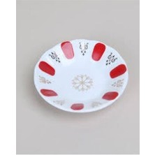 İpek Porselen Çay Tabağı Kırmızı Beyaz Kahveci Desenli 12 Adet