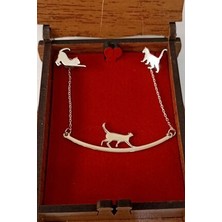 Agai Silver Kedi Model Gümüş Kolye ve Küpe Seti