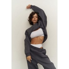 CMZ Collection Kadın Jogger Füme Eşofman Takımı 3 Iplik Kalın Bisiklet Yaka