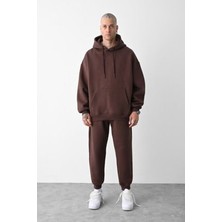 CMZ Collection Erkek 3 Ip Kahverengi Eşofman Takımı Oversize Jogger
