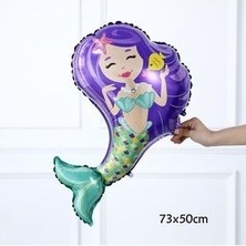 Deniz Kızı Kuyruğu Deniz Kabuğu 102CM Gümüş Rakam Balon Mermaid Deniz Kızı Konsepti