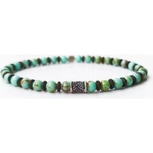 Meks Jewels Firuze ve Hematit Taşlı Gümüş Erkek Bilekliği