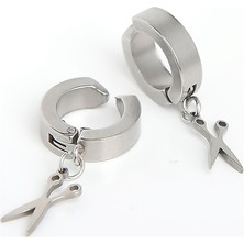 İdol Avm Makaslı Sıkıştırmalı Erkek Küpe Çelik Takı Aksesuar P24 T5