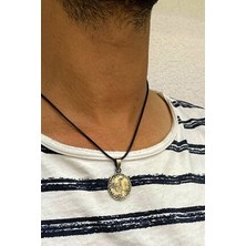 Agai Silver Osmanlı Tuğra Işlemeli Çeyrek Model Gümüş Erkek Kolye