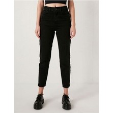 ByCukurovaFrango Kadın Mom Jeans Kot Pantolon -Siyah