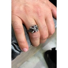 Agai Silver Kartal Model Yakut Taşlı Gümüş Erkek Yüzük