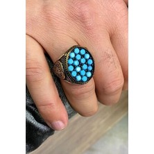 Agai Silver Mikro Turkuaz (Firuze) Taşlı Gümüş Erkek Yüzük