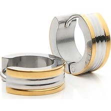 İdol Avm Sarı Çizgili Erkek Çelik Küpe Takı Aksesuar W P24 T5