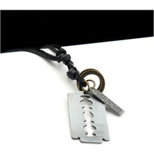 İdol Avm Deri Çelik Jilet Erkek Kolye Takı Aksesuar K24 T5