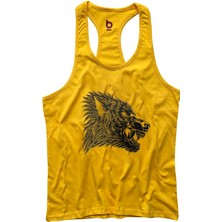 Bluu Wang Sporcu Atleti Erkek Fitness Gym Tank Top Sarı Nefes Alabilir Kumaş ve Şık Tasarım