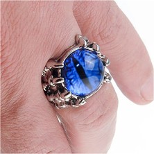 İdol Avm Mavi Göz Ayarlanabilir Çelik Erkek Yüzük Takı Y24 T5