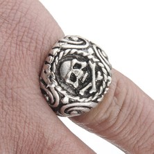 İdol Avm Kuru Kafa Desenli Motorcu Erkek Yüzük Takı Aksesuar Y24  T5