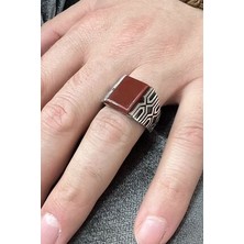 Agai Silver Manyetik Model Akik Taşlı 925 Ayar Gümüş Erkek Yüzük