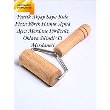 Joy Woman Pratik Ahşap Saplı Rulo Pizza Börek Hamur Açma Açıcı Merdane Pürüzsüz Oklava Silindir El Merdanesi