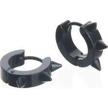 İdol Avm Siyah Sivri Uçlu Erkek Küpe Çelik Takı Aksesuar W P24 T5