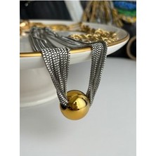 In Accessories Büyük Top Uçlu Çoklu Sılver Zincir Çelik Kolye