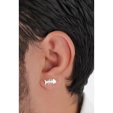 Agai Silver Balık Kılçığı Model Gümüş Erkek Küpe