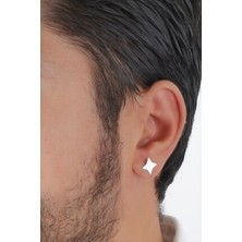Agai Silver Asimetrik Model Gümüş Erkek Küpe