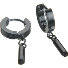 İdol Avm Silindir Siyah Erkek Küpe Çelik Çift Takı Aksesuar W P24 T5