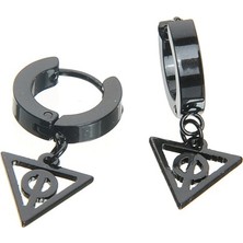 İdol Avm Sallanan Üçgen Siyah Erkek Küpe Çelik Çift Takı Aksesuar W P24 T5