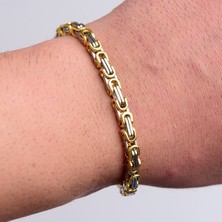 İdol Avm Erkek Bileklik Çelik Zincir Sarı Gri Takı Aksesuar B24 T5