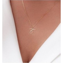 Agai Silver E Harfi 22 Ayar Altın Kaplama Gümüş Kolye