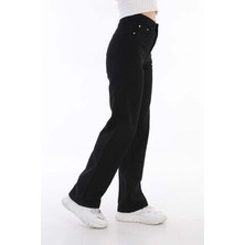 ByCukurovaFrango Kadın Siyah Yüksek Bel Geniş Paça Bol,salaş Palazzo Jeans