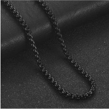 Lunays Unisex Siyah Örgü Mode Zincirl Kolye Paslanmaz Çelik 2 mm