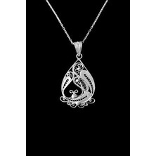 Agai Silver Çiçek Model Telkari El Işçiliği Gümüş Kolye